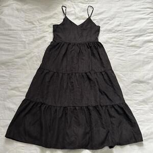 Axes Femme Black tiered babydoll maxi dress size medium